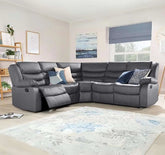 Roma Grey Leather Recliner Corner Sofa